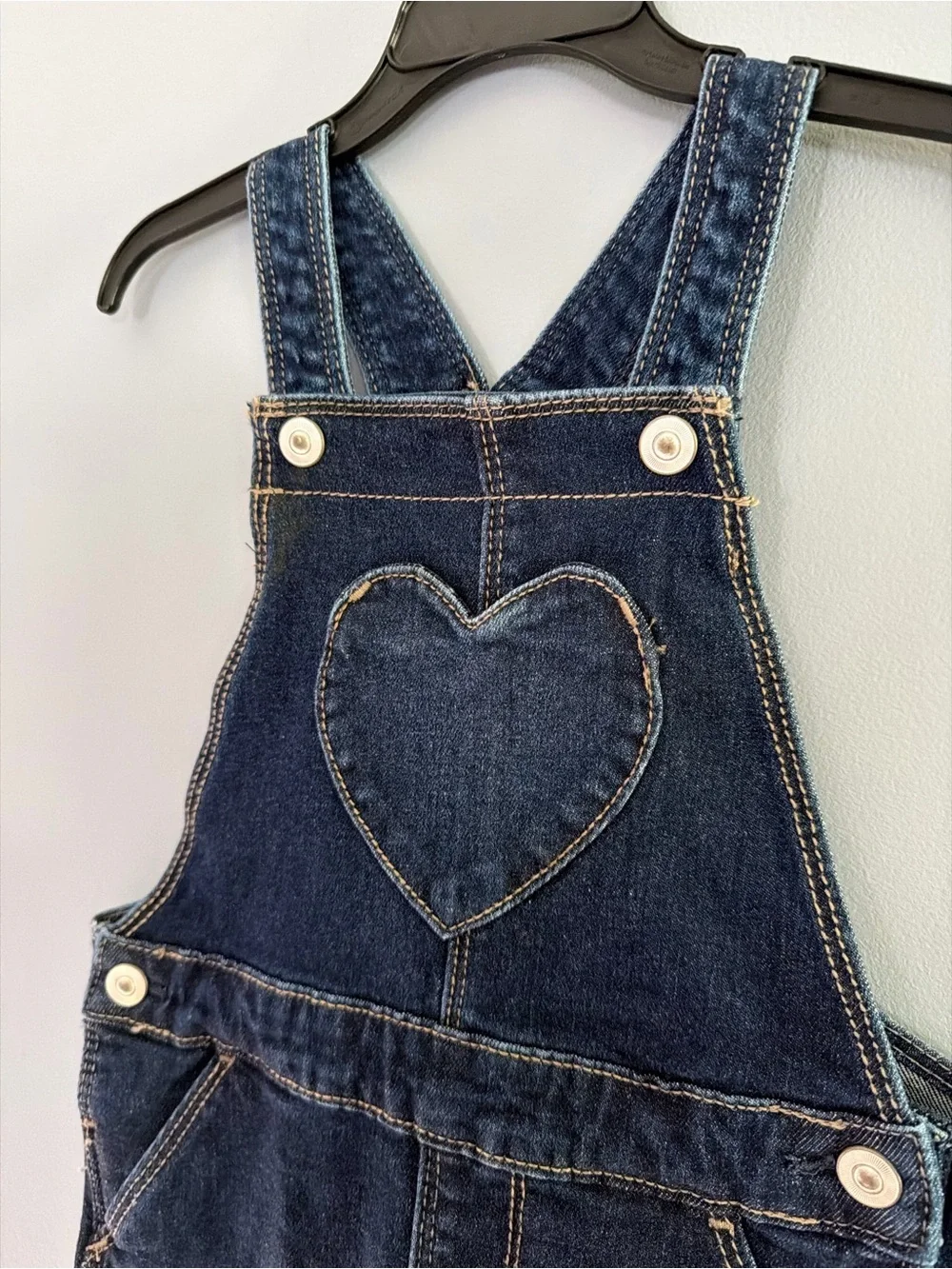 wonder nation Dark Blue Denim Heart Overall Shorts